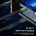 Power100: 3-in-1 100W Fast Charging Cable (1.2M) - view